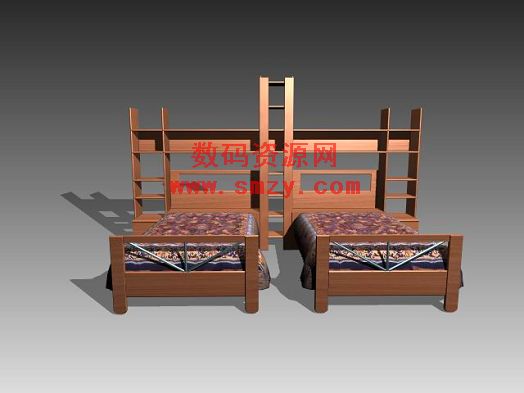 3D max模型 组合双人床3 界面预览