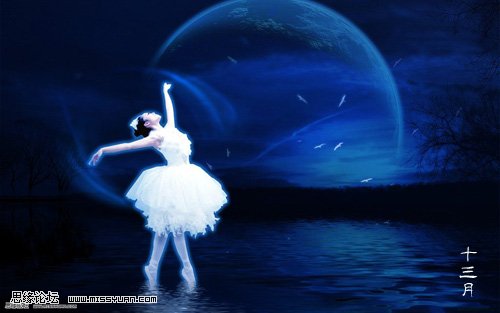 Photoshop合成教程 在水上跳芭蕾的女孩