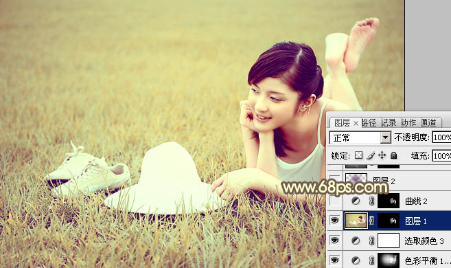 Photoshop外景调色教程打造粉黄色图片照片少女女生狠罚自图片