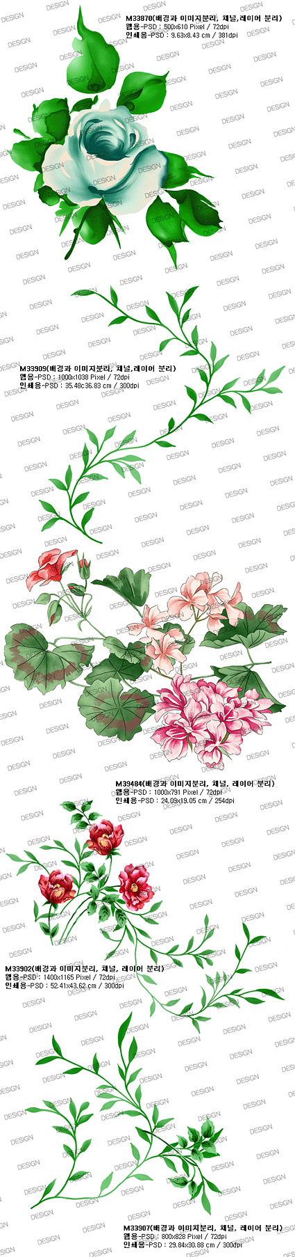 时尚花卉与叶子psd分层素材图片