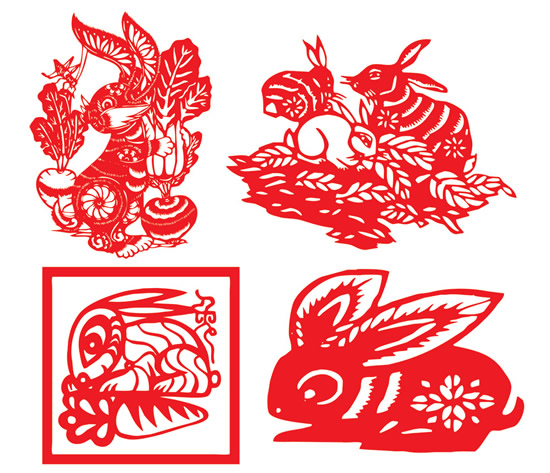 剪纸活动历来是中国传统的民风民俗,每逢佳节都会悄然出现在百姓的窗户及门楣上,2011兔年剪纸图片PSD素材以2011年兔年为主题,所有的剪纸都围绕着可爱的福兔进行创作,有抱着萝卜的兔子剪纸,也有印章效果的兔子剪纸等,效果见下面的JPG预览图。