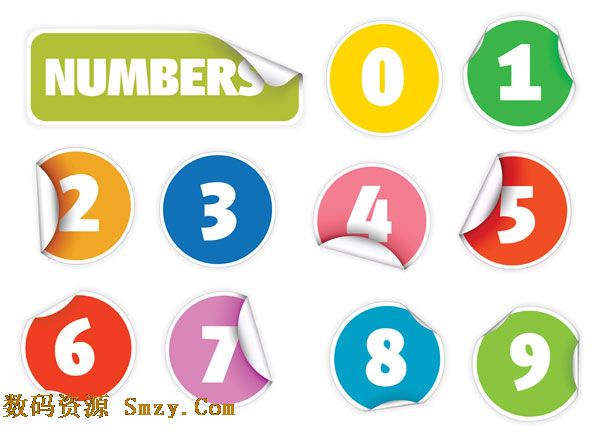 阿拉伯数字贴纸矢量素材下载 - 数码资源网