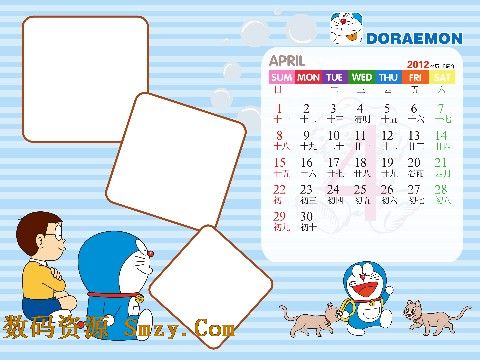 2012儿童台历模板 哆啦a梦图片