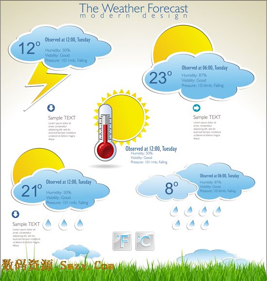 天气信息图示矢量素材