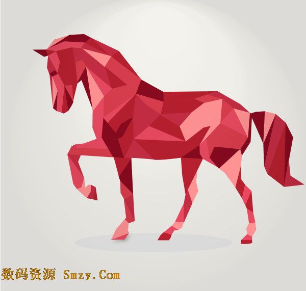 马是十二生肖其中之一,这张创意几何图形骏马矢量素材就是为2014设计的新年生肖动物素材,将红色的几何图形拼接而成的骏马为画面主元素,多边形亮面不同,形成璀璨的钻石反光效果,详细还请见JPG缩略图,欢迎喜欢的朋友下载收藏!