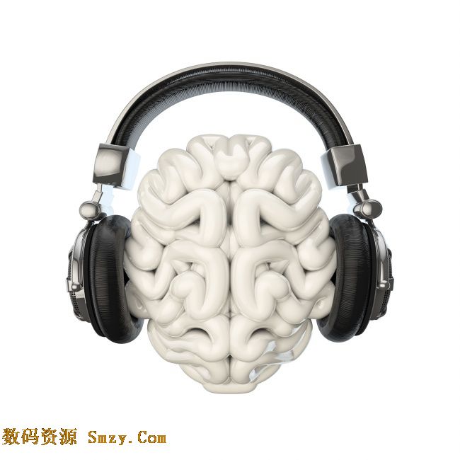 另类音乐背景之戴耳麦的大脑高清图片 界面预