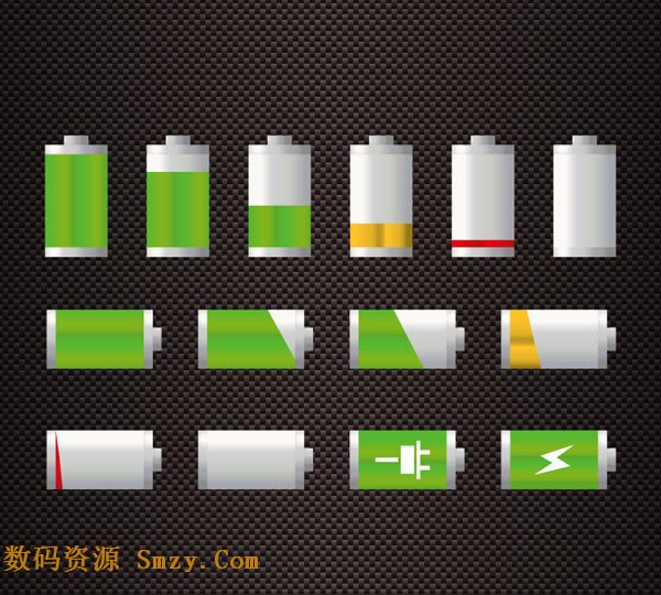 绿色电池电量显示图标矢量素材下载
