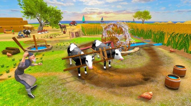 Real Bull Farm Village Farming Simulator Games 3D 截图2