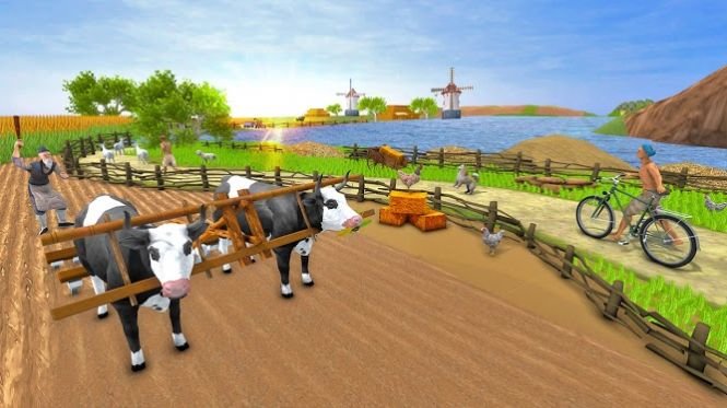 Real Bull Farm Village Farming Simulator Games 3D