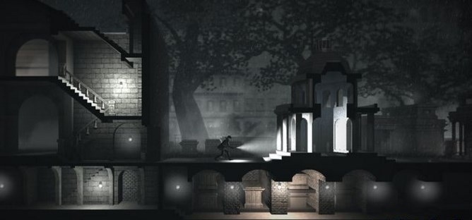 《黑白雨夜》是开发者 Dan Walters 从《银翼杀手》和《杀出重围:陨落》两款作品中获取灵感,打造出的潜行冒险游戏。雾色浓浓的雨夜,密集压抑的街景,光影交错中的维也纳显现出别样风情,一切都文艺到了极致,然而令人意想不到的是,游戏主题竟是关于盗贼!而且还不是一般的泛泛之辈,堪称江洋大盗,他能在一众保安严防死守的情况下满载而归,靠的不仅是手脚麻利,还有一种叫时移的妙术。简单说来,就是玩家控制的盗贼能够将多个时空中的自己全部召唤到一起,通过默契合作,一方引开保安,另一方猎取宝物。这种神奇的机制在游戏