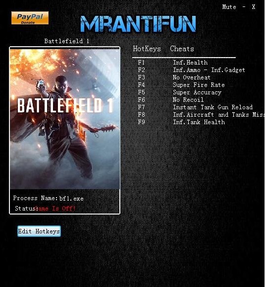 战地1十项修改器下载(无限生命,无限子弹) v14