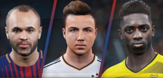 实况足球2018伊涅斯塔格策登贝莱脸型优化补