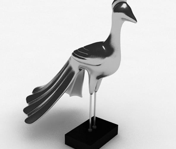 3Dmax现代金属鸟家居摆件模型贴图下载