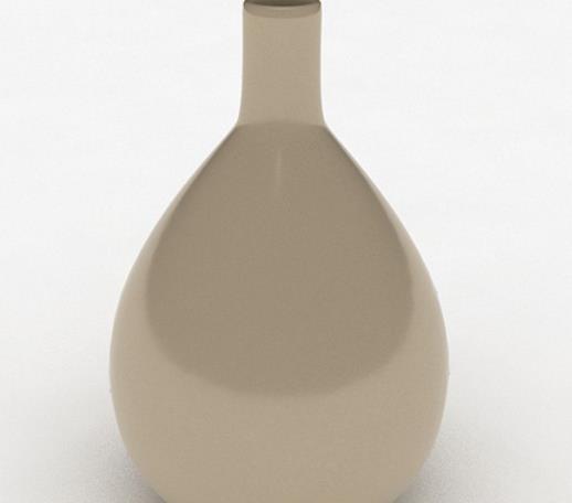 浅棕色3d大肚陶瓷花瓶模型贴图下载