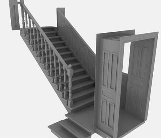 灰色玄关楼梯3Dmax材质模型下载