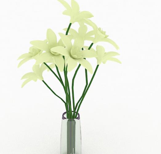3dmax白色花卉插花摆设品模型贴图下载