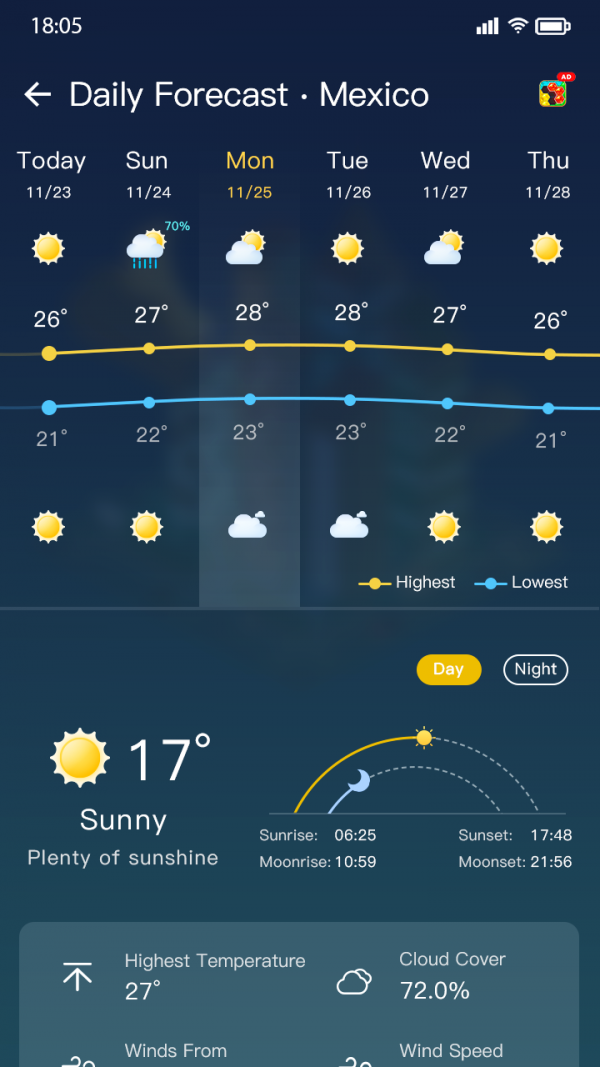 坚果天气预报app