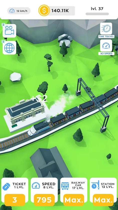 空闲火车铁路大亨2024(idle trains railway tycoon) 截图2